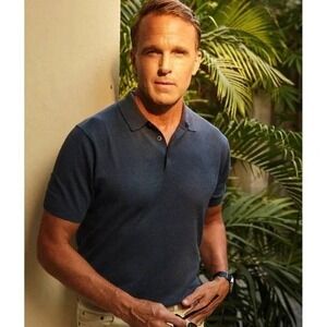 Collars & Co Knit Polo Shirt Mens XXXL Navy Blue Linen‎ Cotton Short Sleeve NWT